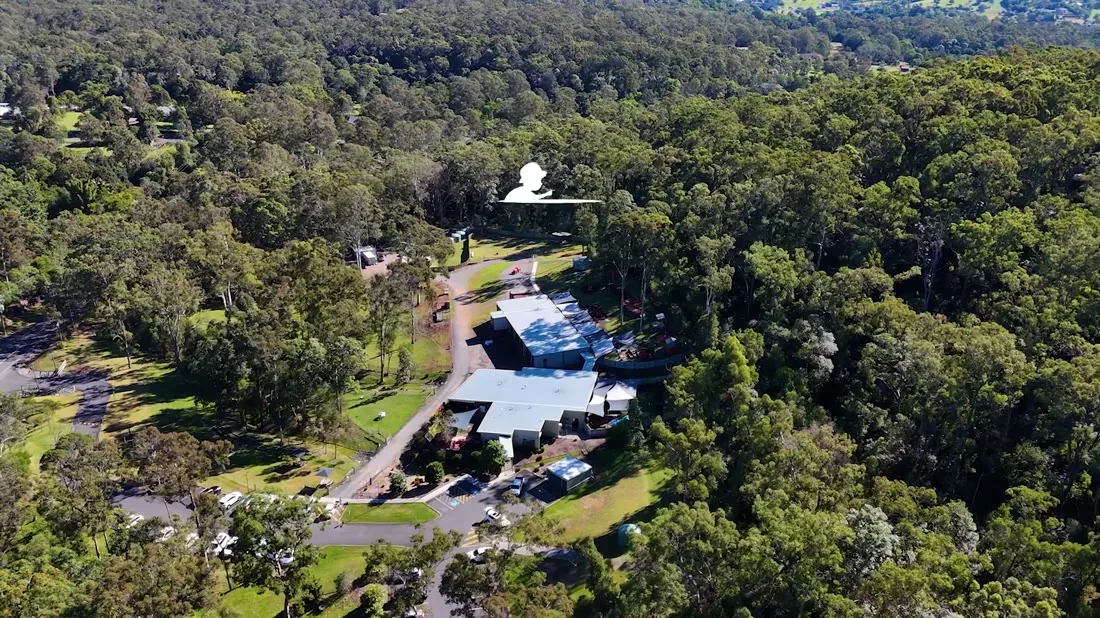 Aerial view of The Montessori Farm centre among the trees